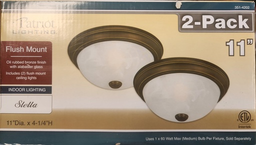Flush Mount Lights- 2 Pack, New in Box